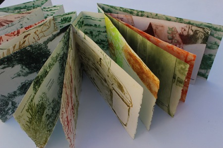 'La Pilande Base' was made on my way to the hanging book for Judy O'Shea's show at the Center for the Book that included artists who spent time at la Pilande Base artist residency in France.